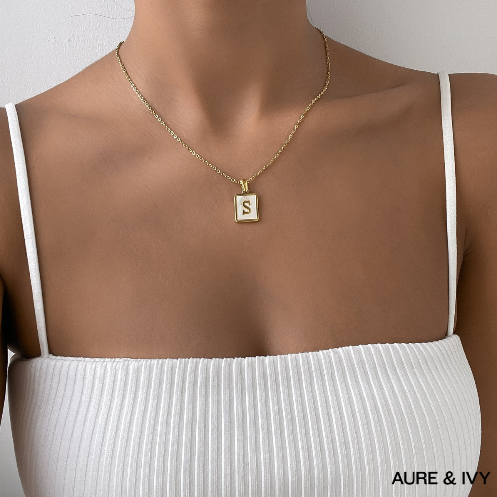 Aven Opal Initial Necklace
