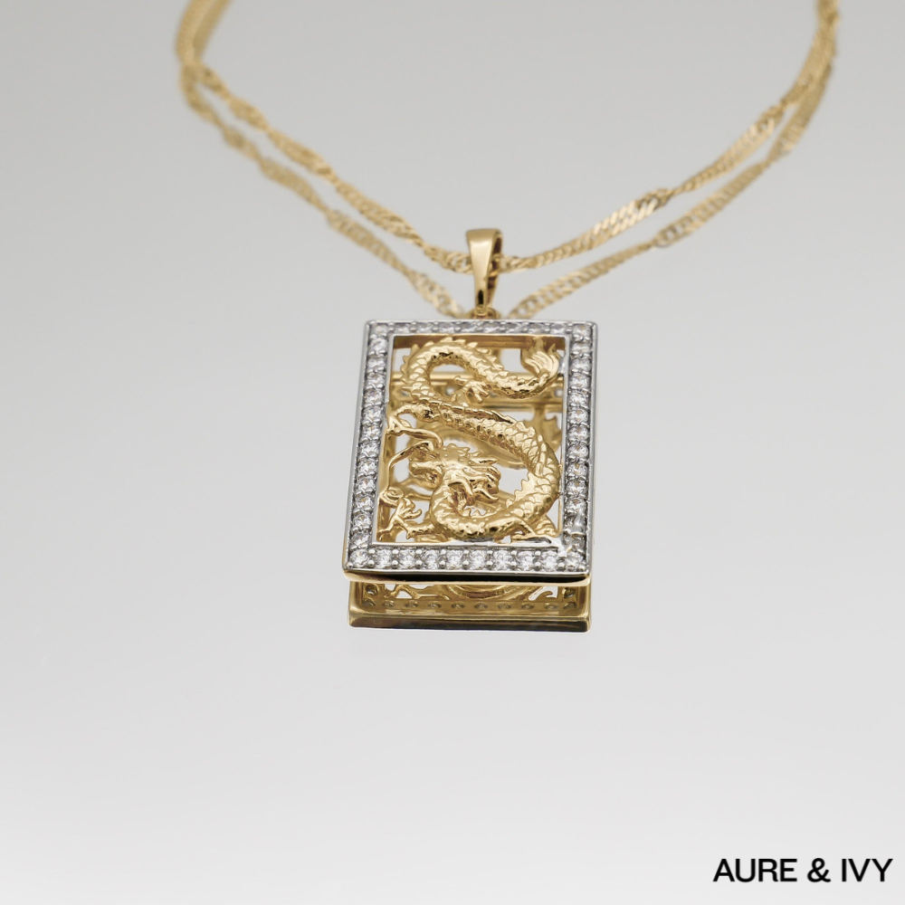 Dragon Tablet CZ Necklace