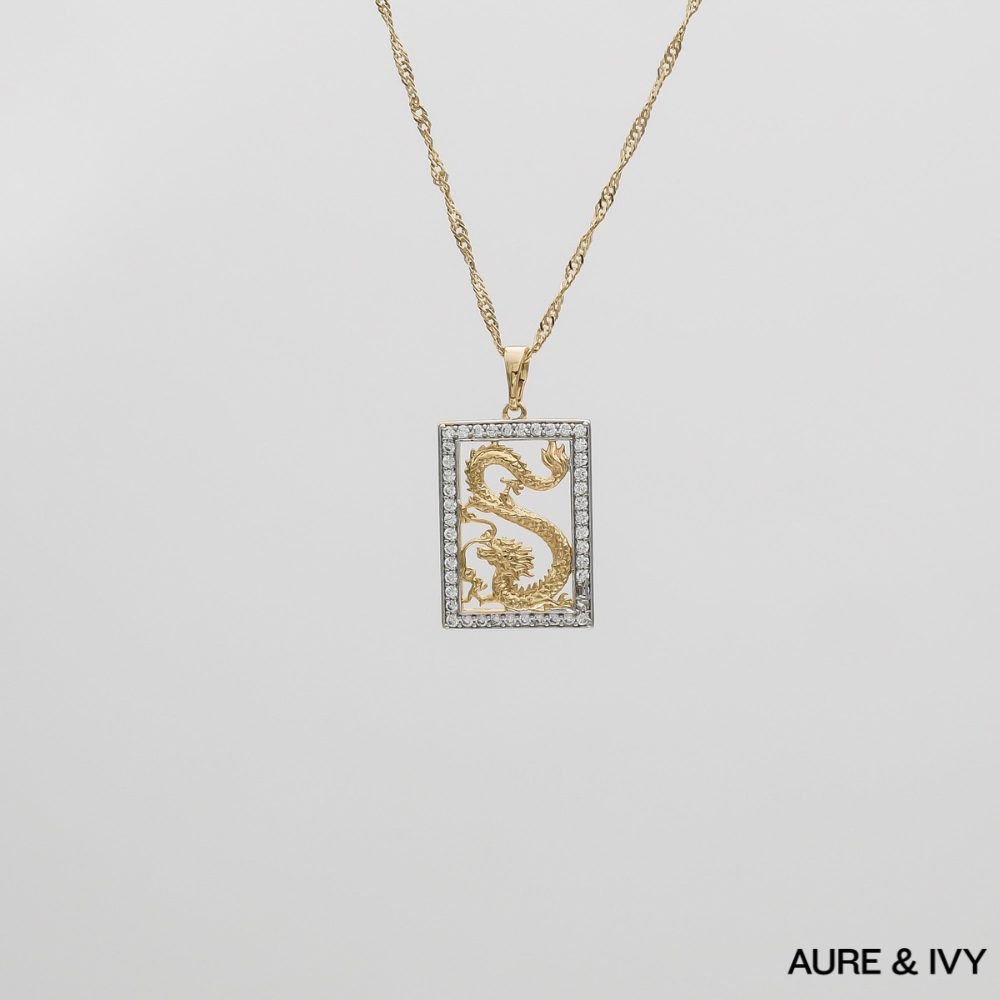 Dragon Tablet CZ Necklace