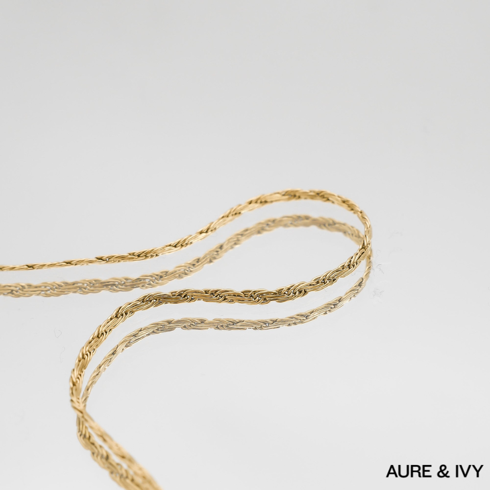Flat Rope Link Chain | Gold