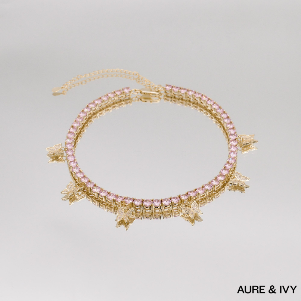 Icy Butterfly Choker (Pink CZ)