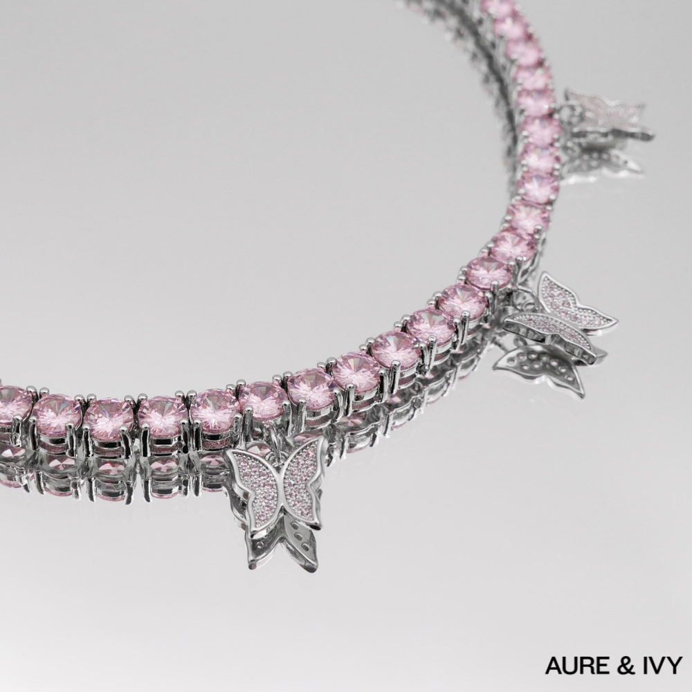 Icy Butterfly Choker (Pink CZ)