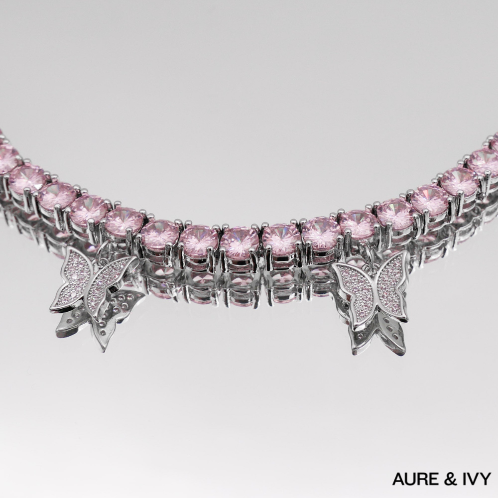 Icy Butterfly Choker (Pink CZ)