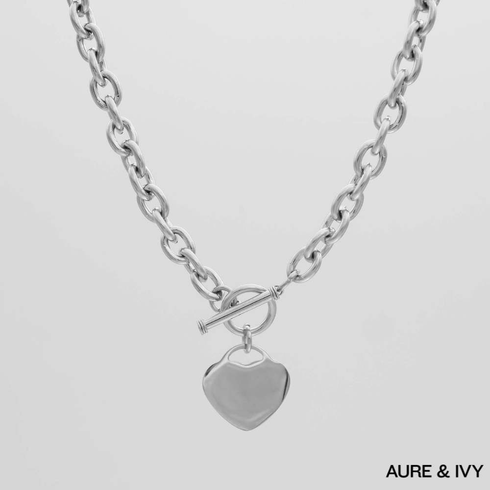 Hayley Heart T-Bar Necklace