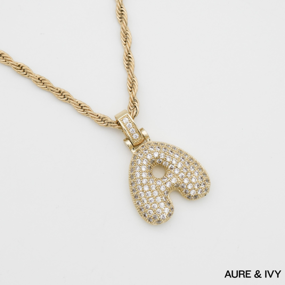 ICY Bubble Letter Initial Necklace