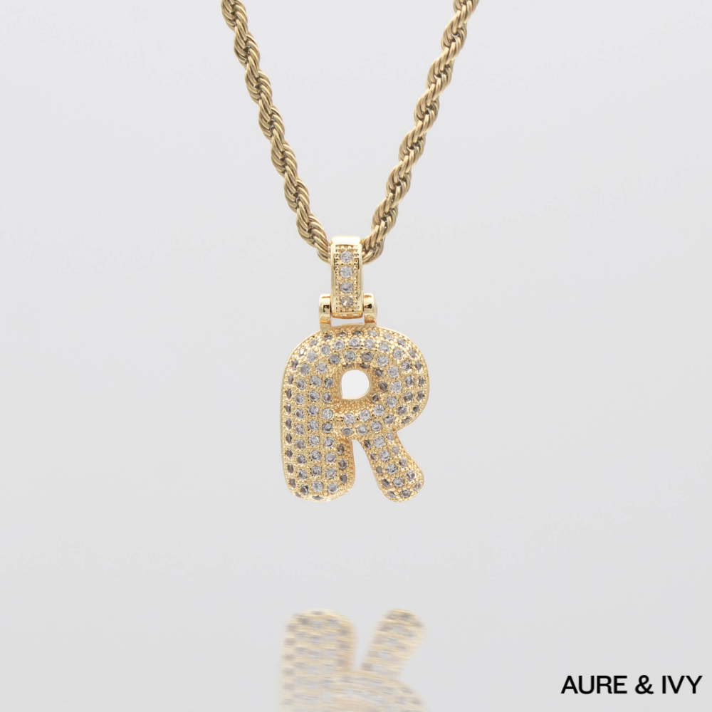ICY Bubble Letter Initial Necklace