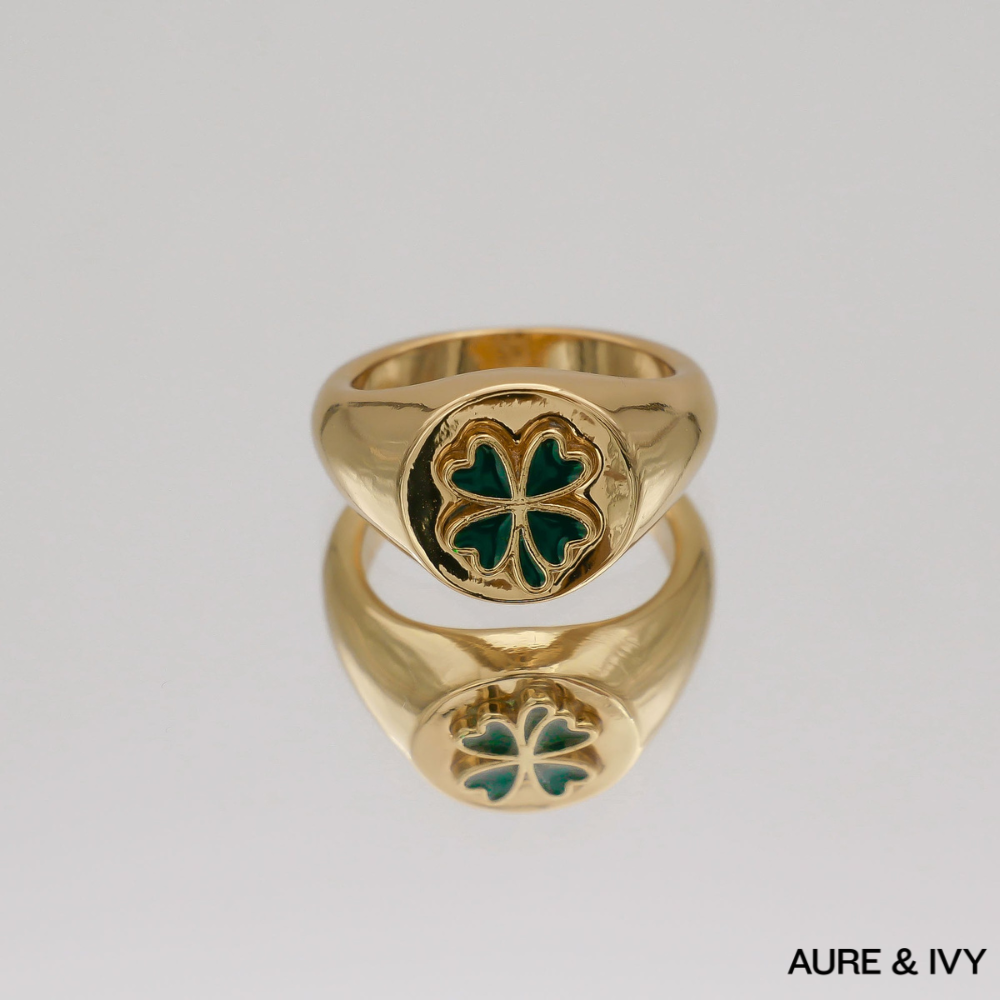 Four Leaf Clover Signet Ring