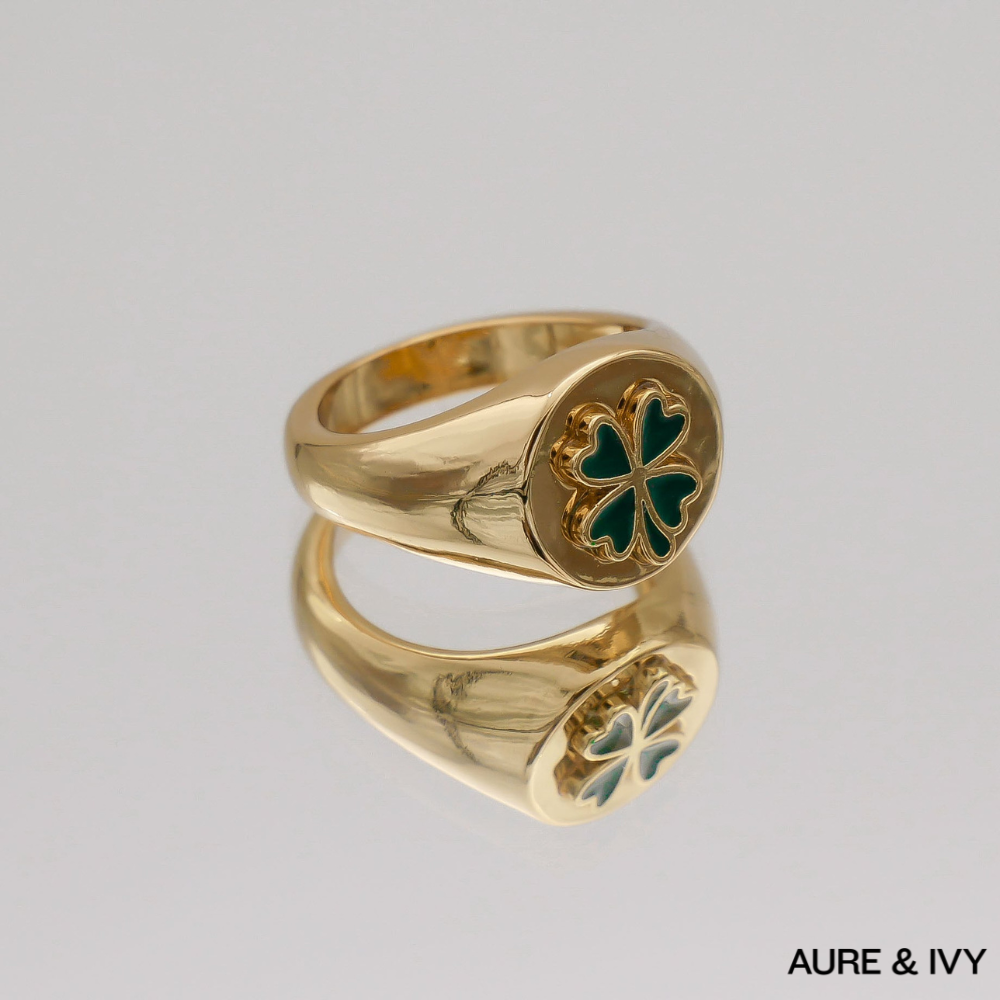 Four Leaf Clover Signet Ring