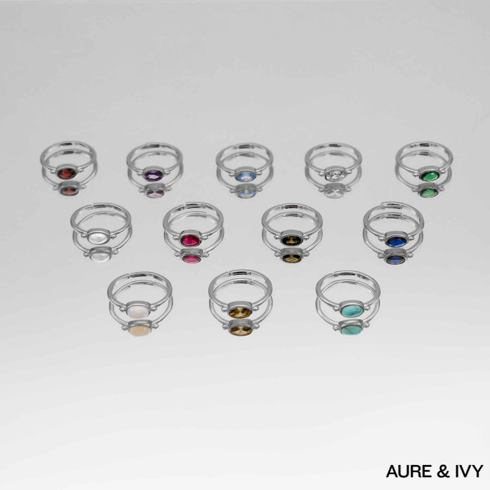 Mirena Birthstone Ring | Silver