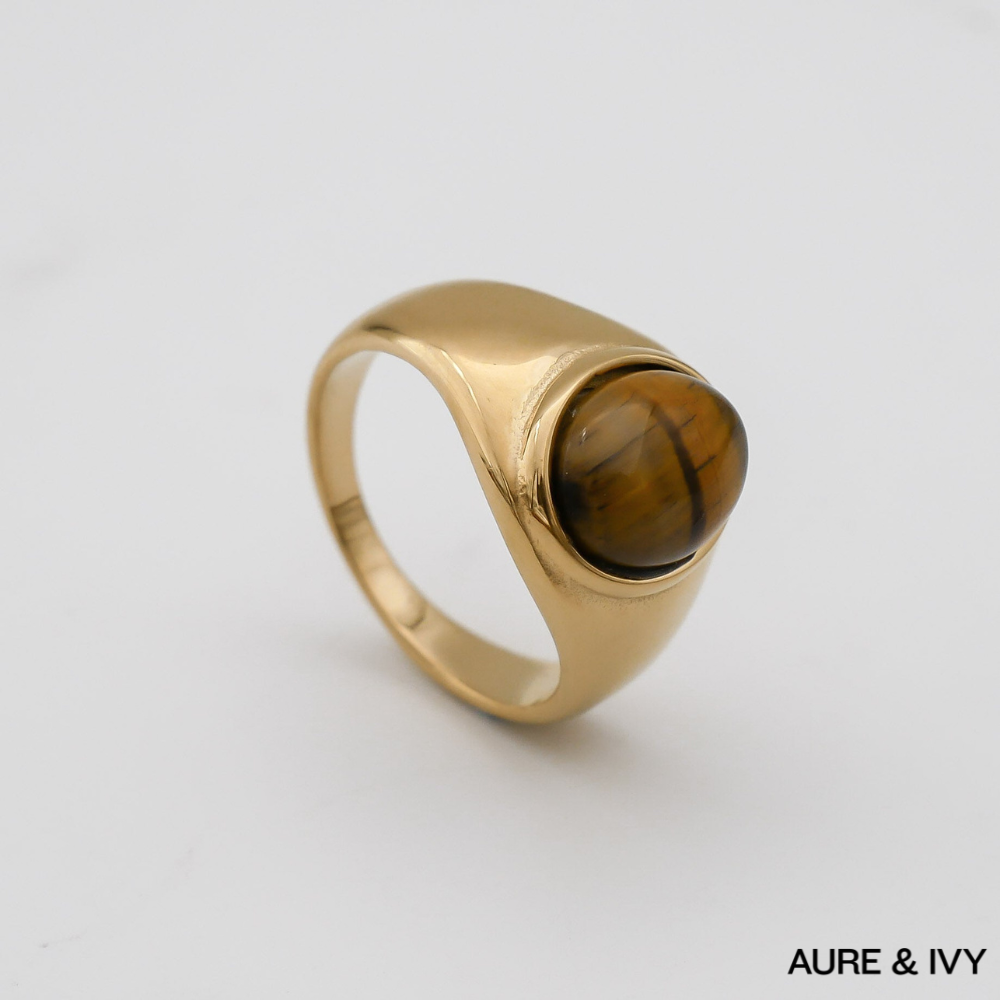 Sienna Tiger Eye Signet Ring