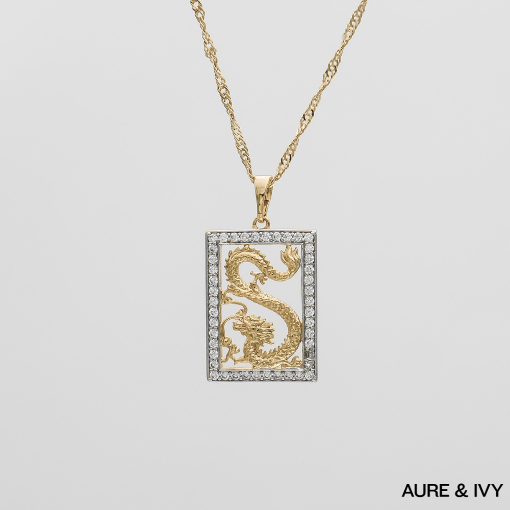 Dragon Tablet CZ Necklace