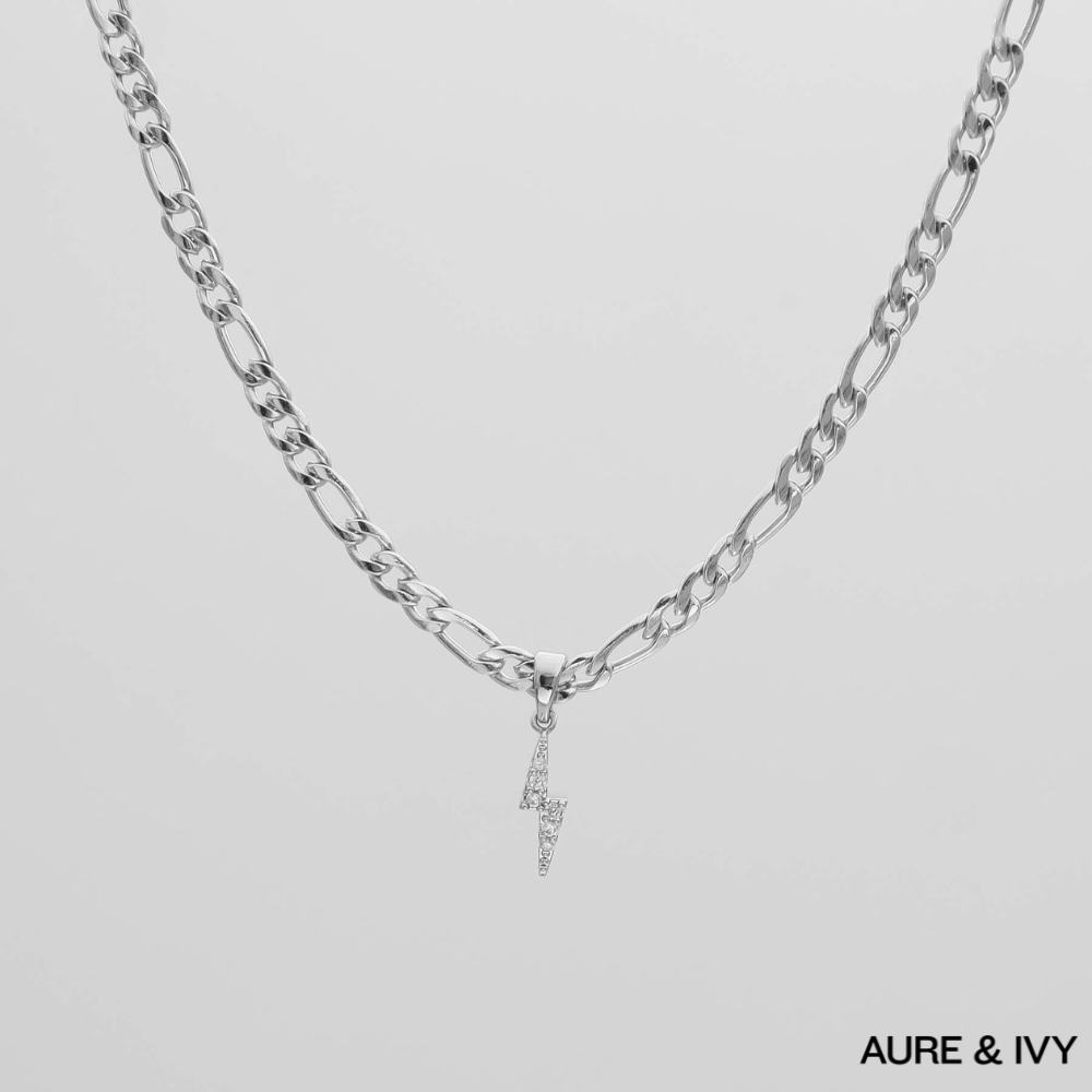 ICY Lightning Bolt Figaro Necklace