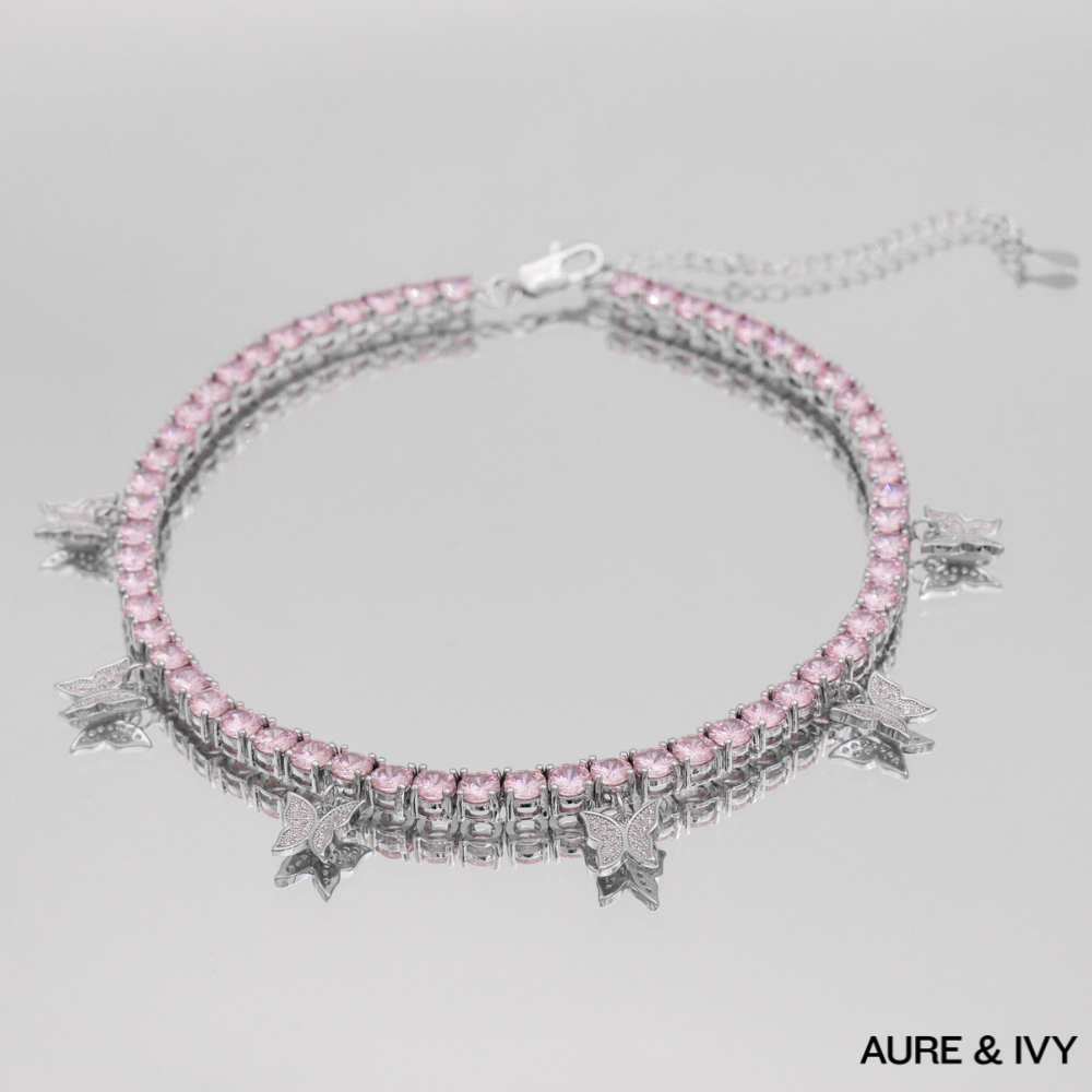 Icy Butterfly Choker (Pink CZ)