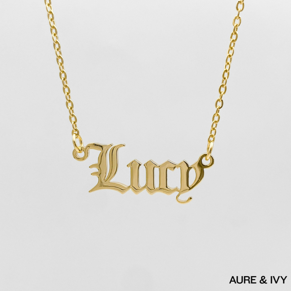 Old English Name Plate Necklace