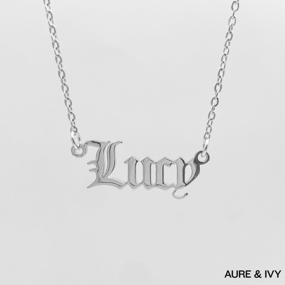 Old English Name Plate Necklace
