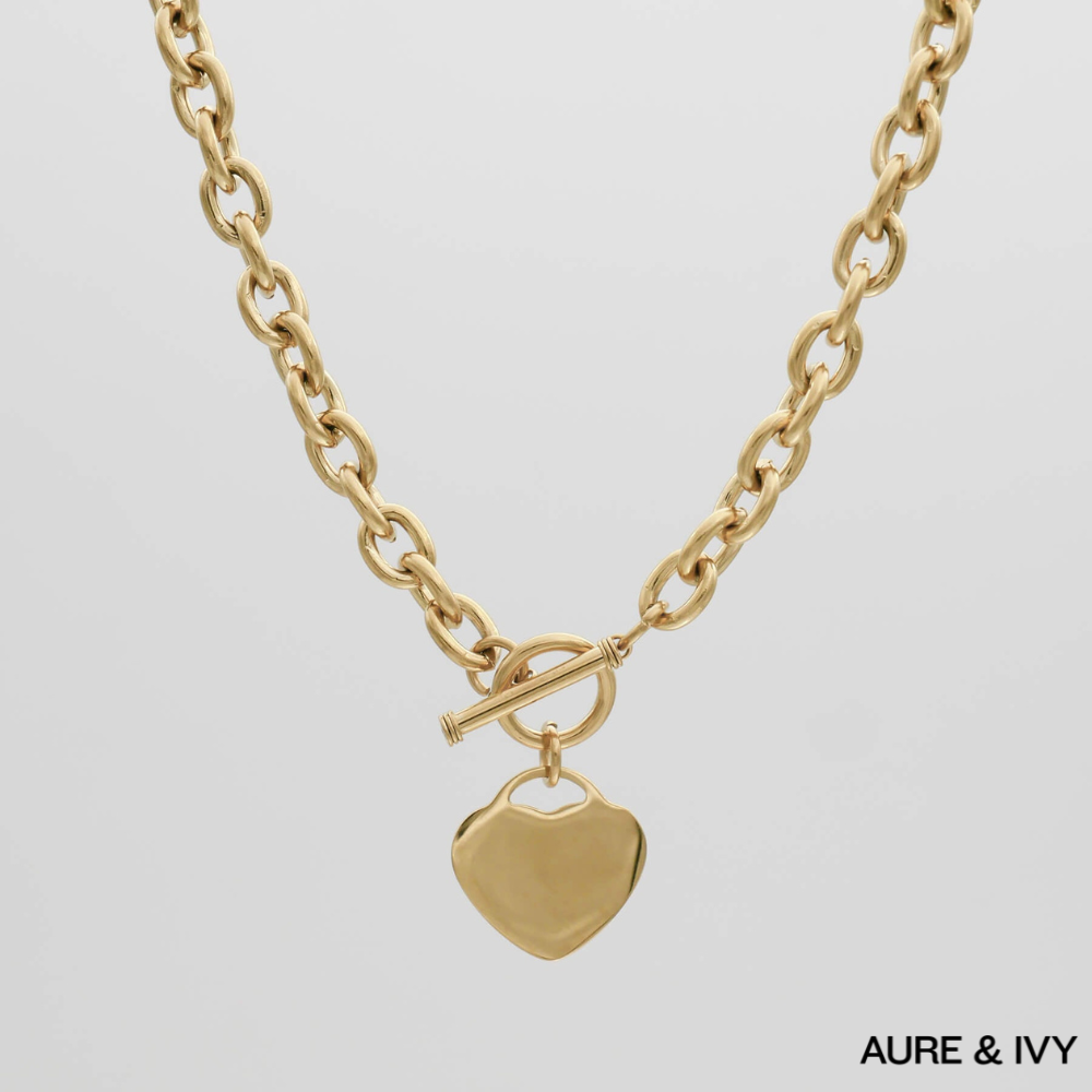 Hayley Heart T-Bar Necklace