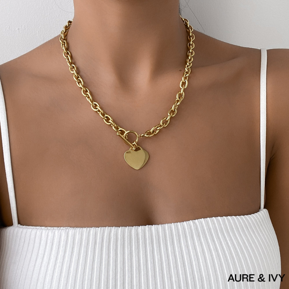 Hayley Heart T-Bar Necklace