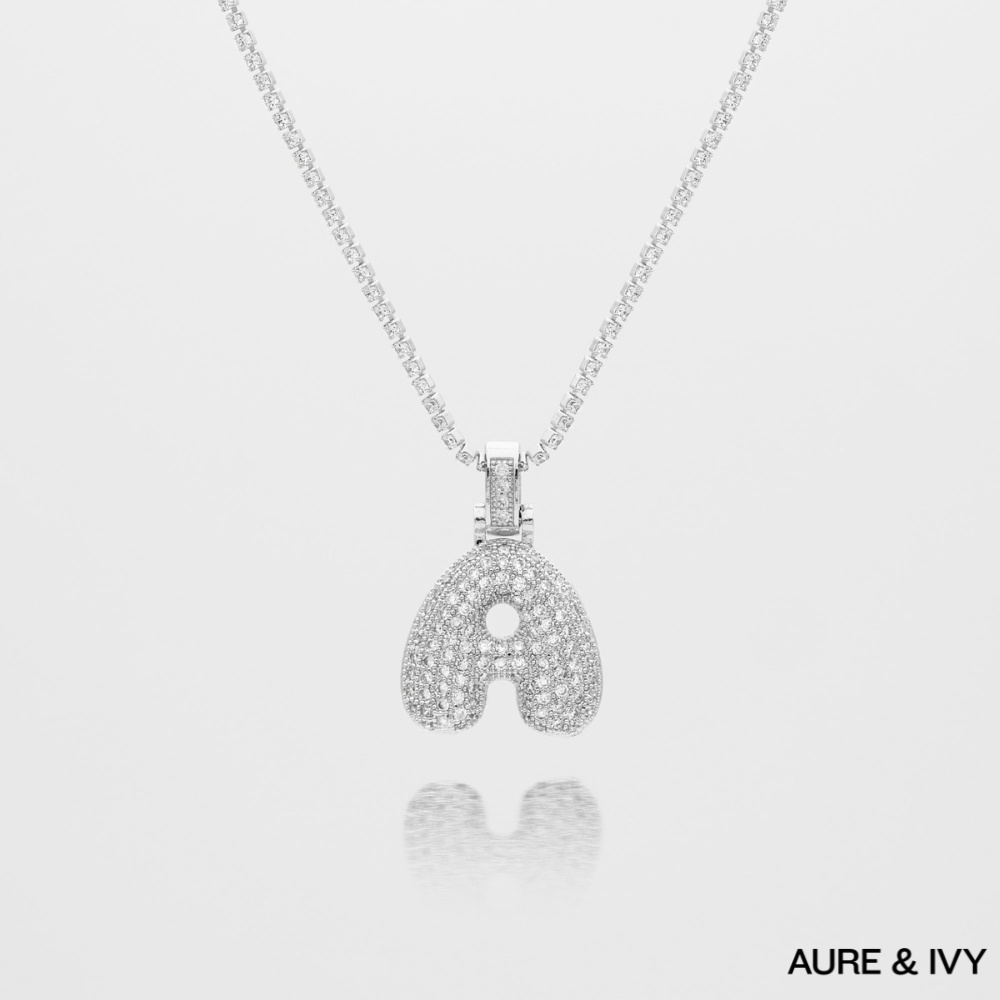 ICY Bubble Letter Initial Necklace